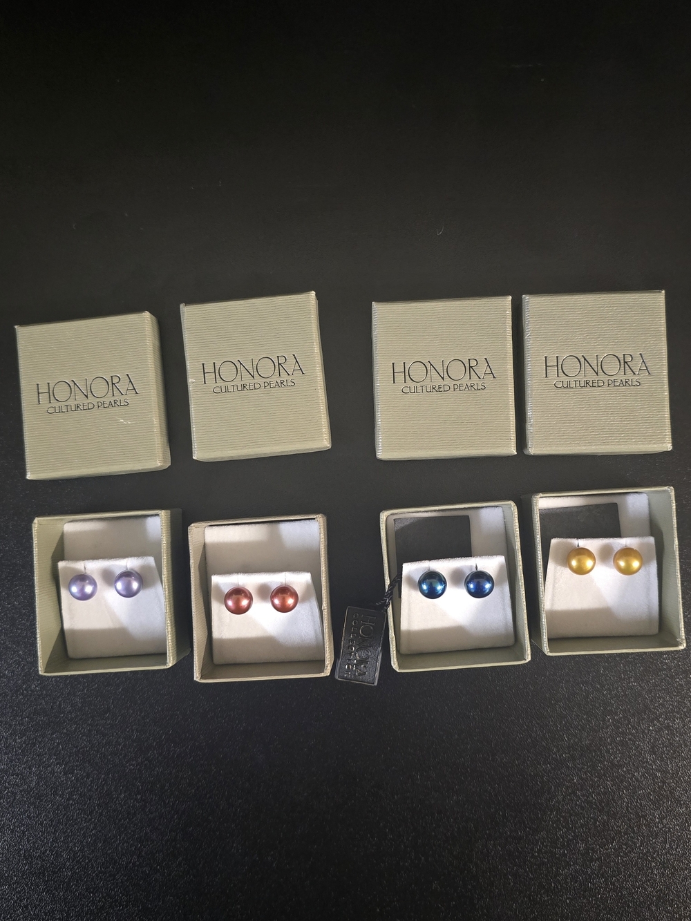 Honora Cultured Pearl Stud Earrings 4 Pairs Multicolor 925 Silver